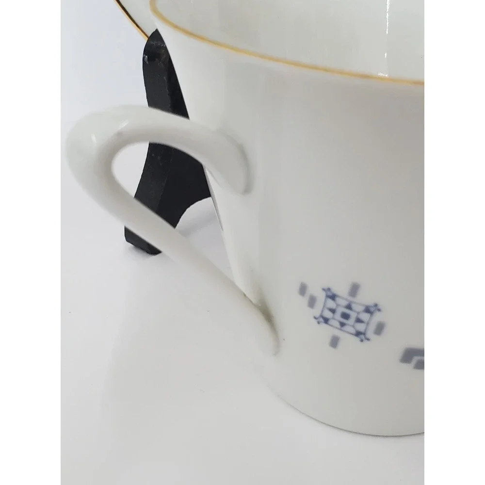 Johann Seltmann Vohenstrauss Bavaria Tea Cup Saucer Set Blue Gold Germany 85